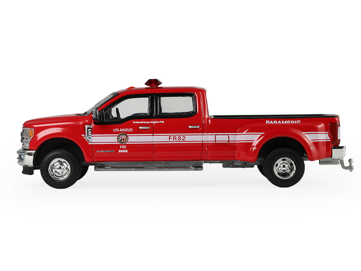 2018 Ford F-350 Pickup Truck 'Los Angeles Fire Department' Red with White Stripes 'Fire & Rescue' Series #5 1/64 Diecast Model Car by Greenlight