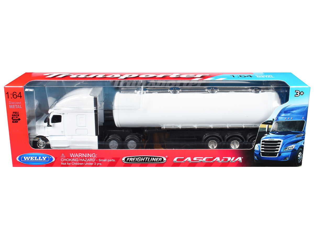 Freightliner Cascadia Oil Tanker Plain White 'Transporter' Series 1/64 Diecast Model by Welly