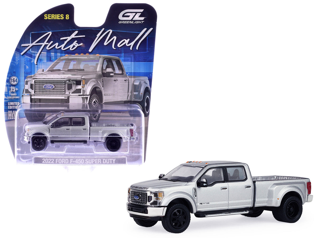 2022 Ford F-450 Super Duty Pickup Truck Iconic Silver Metallic 'Auto Mall' Series 8 1/64 Diecast Model Car by Greenlight