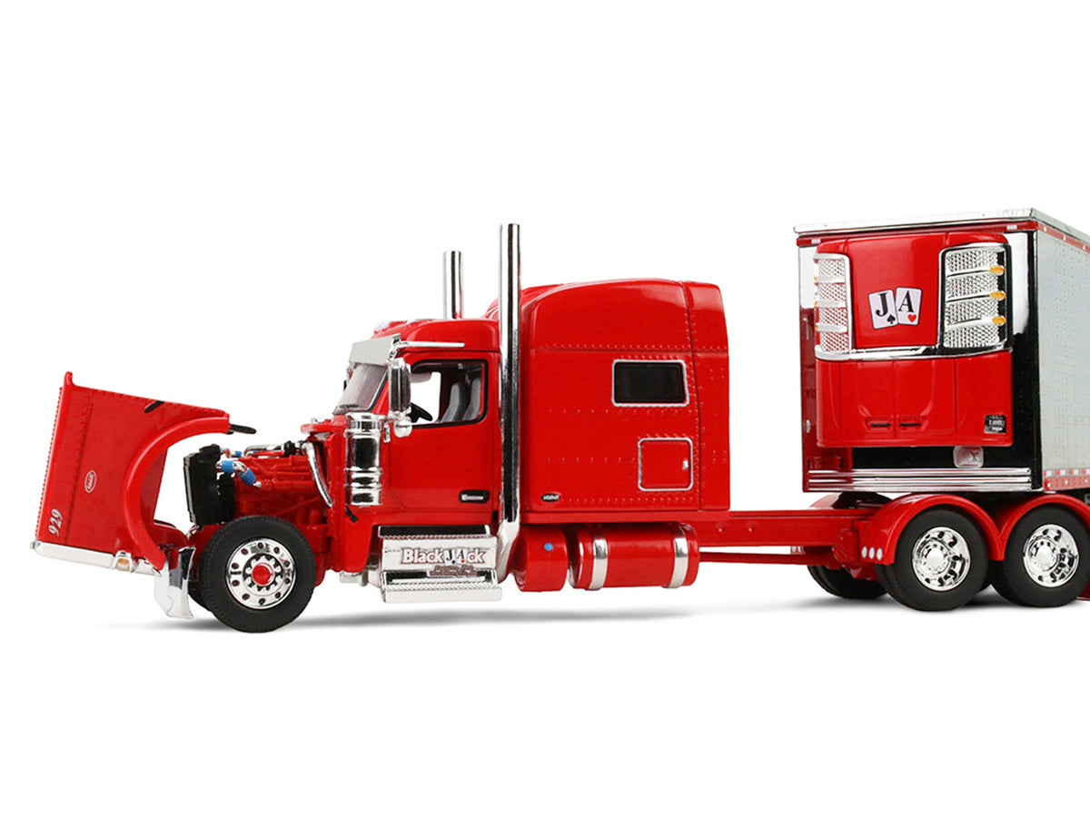 Peterbilt 589 with 78' Mid-Roof Sleeper and 53' Utility Trailer with Reefer 'Blackjack Express LLC' Red 'Big Rigs' Series II #6 1/64 Diecast Model by DCP/First Gear