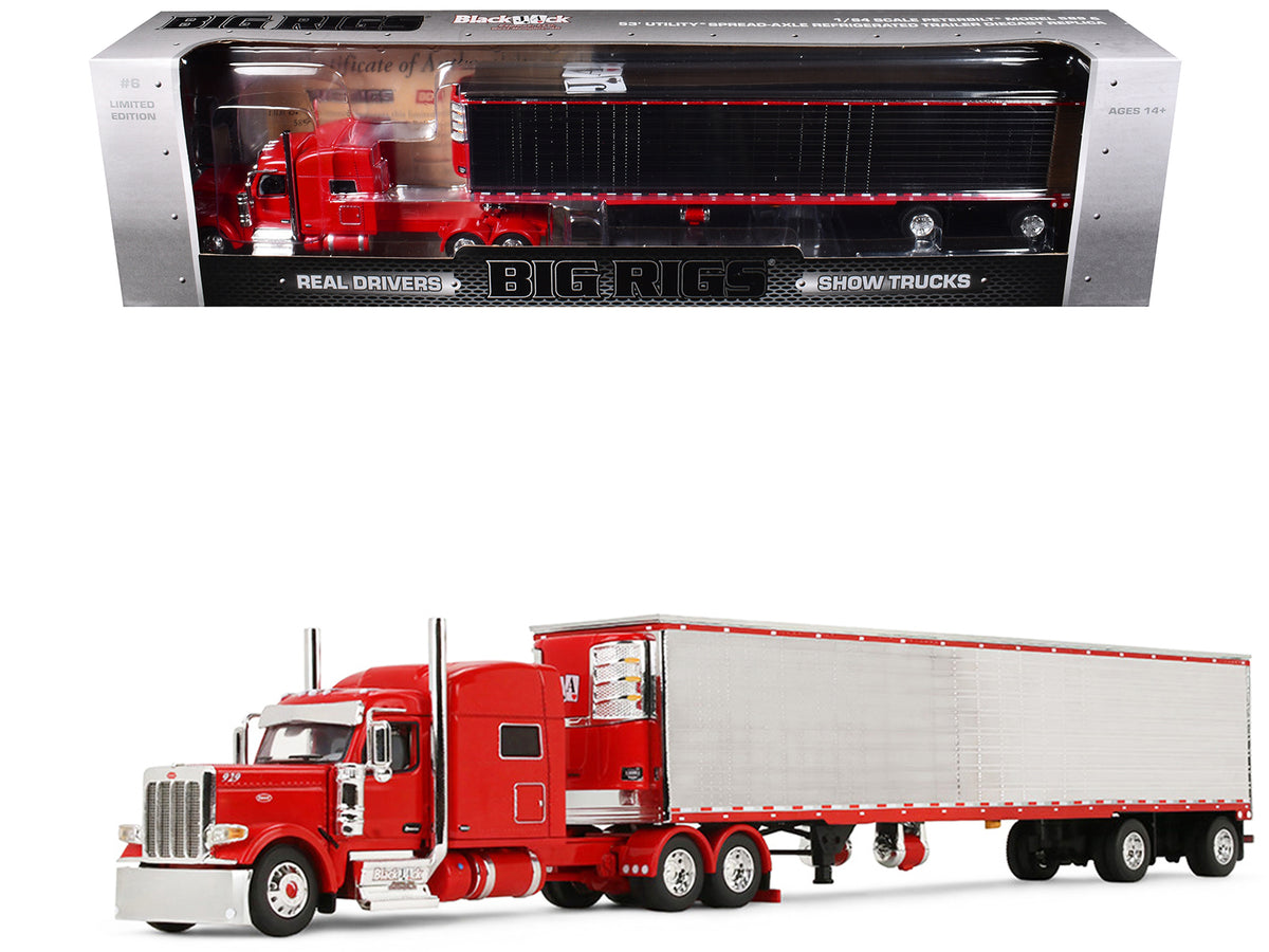 Peterbilt 589 with 78' Mid-Roof Sleeper and 53' Utility Trailer with Reefer 'Blackjack Express LLC' Red 'Big Rigs' Series II #6 1/64 Diecast Model by DCP/First Gear