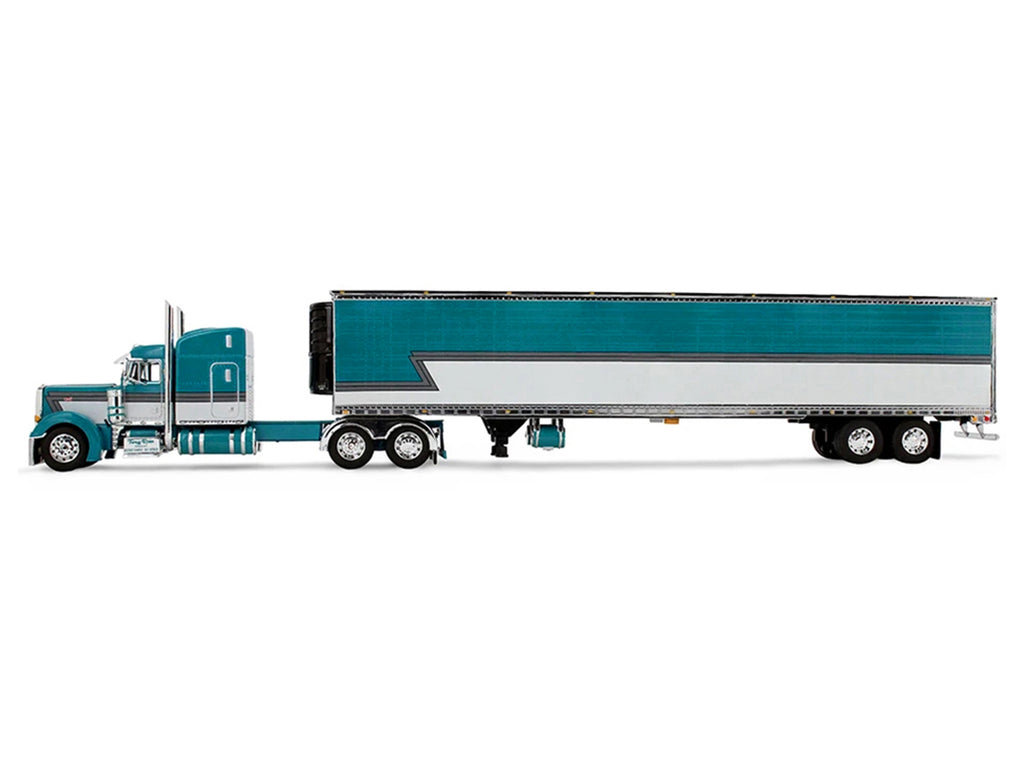 Peterbilt 379 with 63' Mid-Roof Sleeper and 53' Utility Trailer with Reefer 'Tway Rose Transport' Teal and White with Stripes 'Big Rigs' Series II #5 1/64 Diecast Model by DCP/First Gear