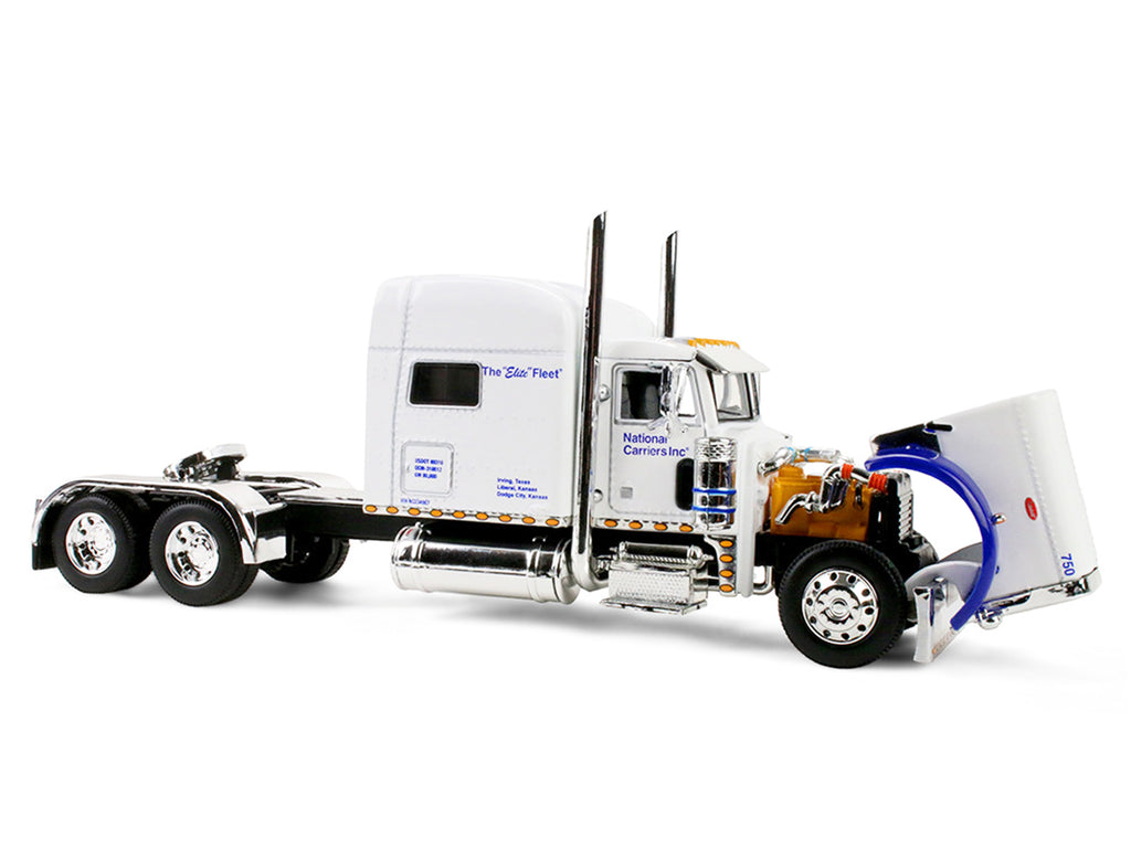 Peterbilt 379 with 70' Mid-Roof Sleeper and Wilson Silverstar Livestock Trailer 'National Carriers' White 'Legacy Series #5' 1/64 Diecast Model by DCP/First Gear
