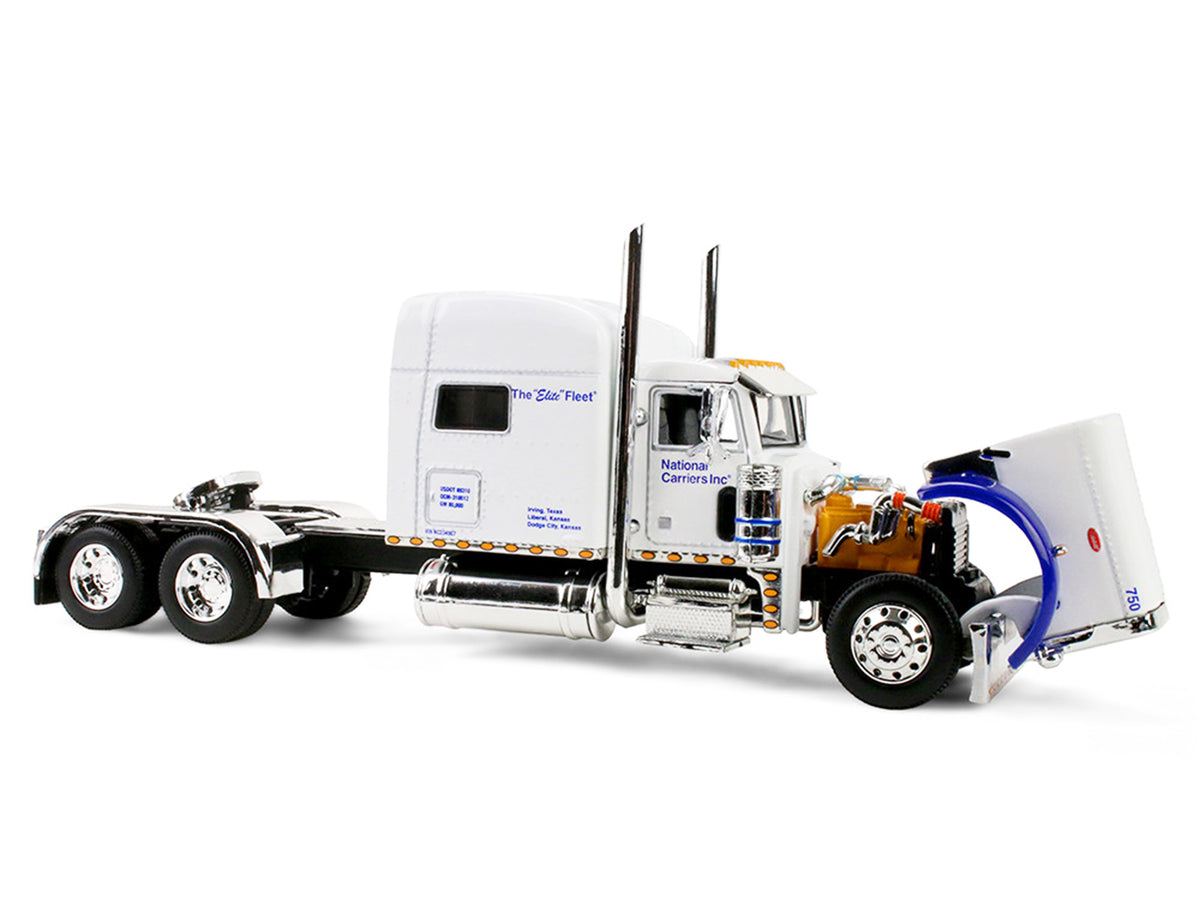 Peterbilt 379 with 70' Mid-Roof Sleeper and Wilson Silverstar Livestock Trailer 'National Carriers' White 'Legacy Series #5' 1/64 Diecast Model by DCP/First Gear
