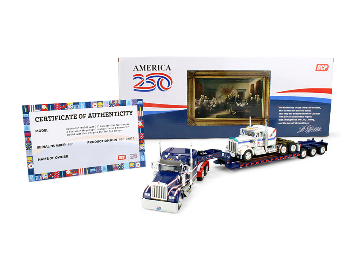 Peterbilt 379 with 70' Mid-Roof Sleeper and Wilson Silverstar Livestock Trailer 'National Carriers' White 'Legacy Series #5' 1/64 Diecast Model by DCP/First Gear