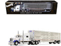 Peterbilt 379 with 70' Mid-Roof Sleeper and Wilson Silverstar Livestock Trailer 'National Carriers' White 'Legacy Series #5' 1/64 Diecast Model by DCP/First Gear