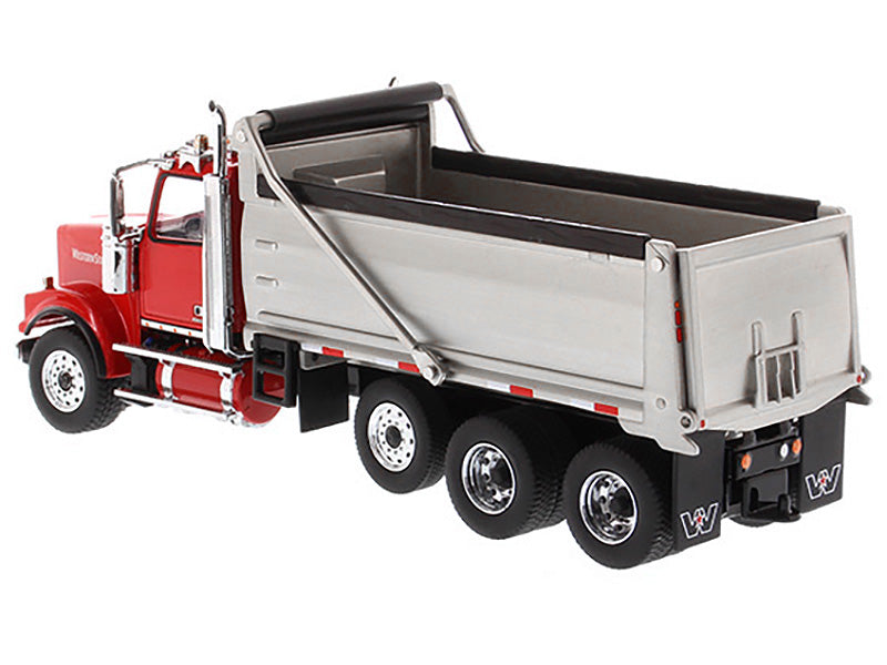 Western Star 4900 SF Dump Truck Red and Silver 1/50 Diecast Model by Diecast Masters