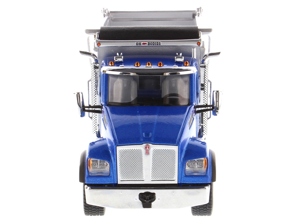 Kenworth T880S SFFA Tandem Axle with Pusher Axle OX Stampede Dump Truck Blue and Chrome 'Transport Series' 1/50 Diecast Model by Diecast Masters