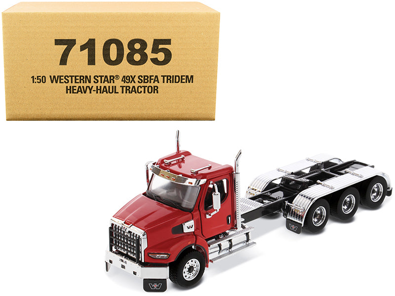 Western Star 49X SBFA Tridem Day Cab Heavy-Haul Truck Tractor Viper Red 'Transport Series' 1/50 Diecast Model by Diecast Masters