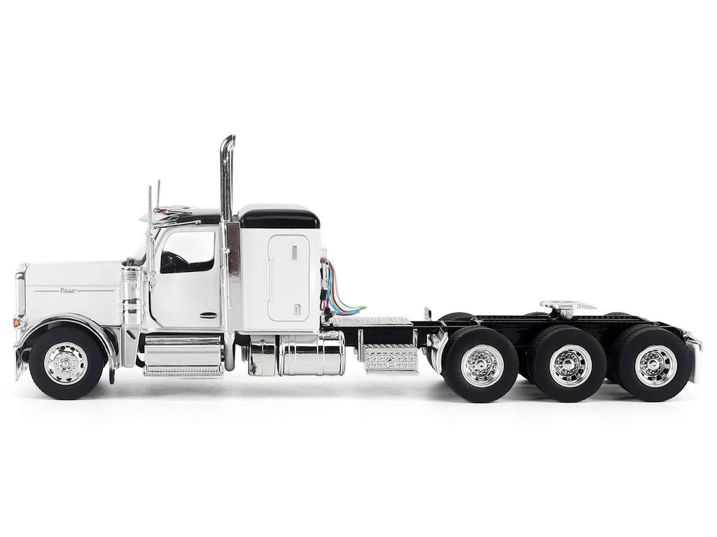 Peterbilt 589 Legendary Package Truck Tractor with 58' Sleeper White with Black Top 'Transport Series' 1/50 Diecast Model by Diecast Masters
