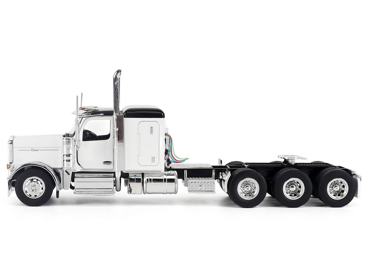 Peterbilt 589 Legendary Package Truck Tractor with 58' Sleeper White with Black Top 'Transport Series' 1/50 Diecast Model by Diecast Masters