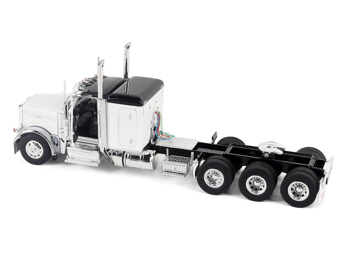 Peterbilt 589 Legendary Package Truck Tractor with 58' Sleeper White with Black Top 'Transport Series' 1/50 Diecast Model by Diecast Masters