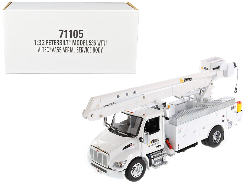 Peterbilt 536 Truck with Altec AA55 Aerial Service Body White 'Transport Series' 1/32 Diecast Model by Diecast Masters