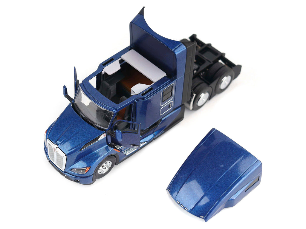 Kenworth T680 Truck Tractor Deep Cerulean Blue Metallic 'Transport Series' 1/50 Diecast Model by Diecast Masters