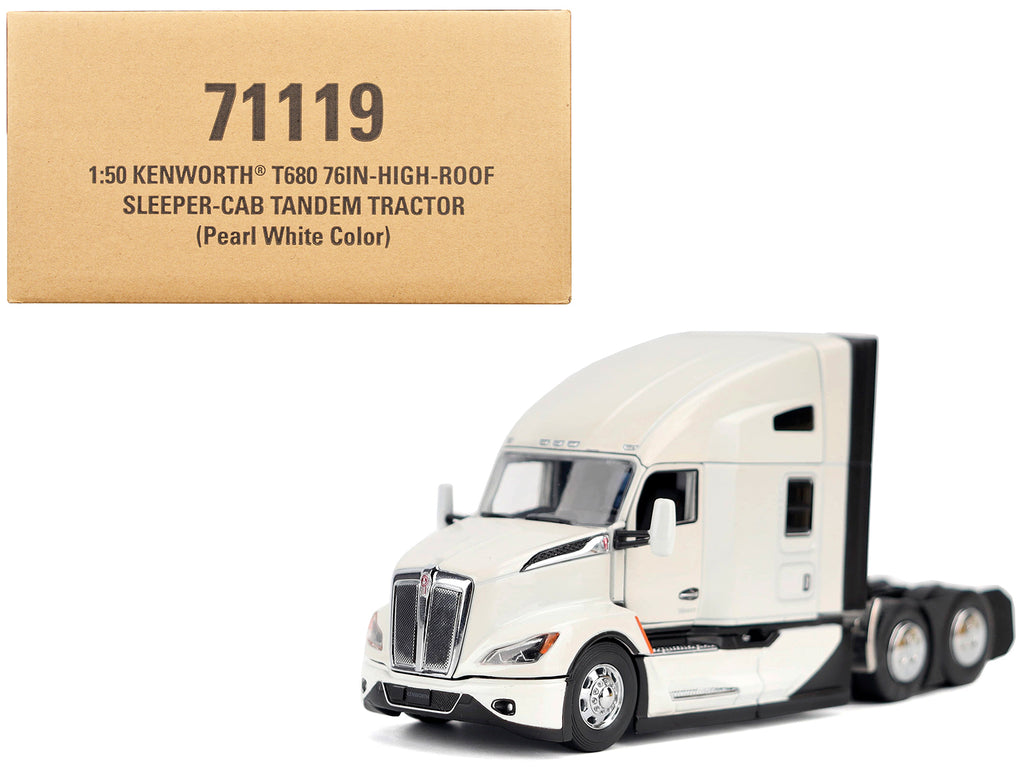 Kenworth T680 Truck Tractor Pearl White 'Transport Series' 1/50 Diecast Model by Diecast Masters