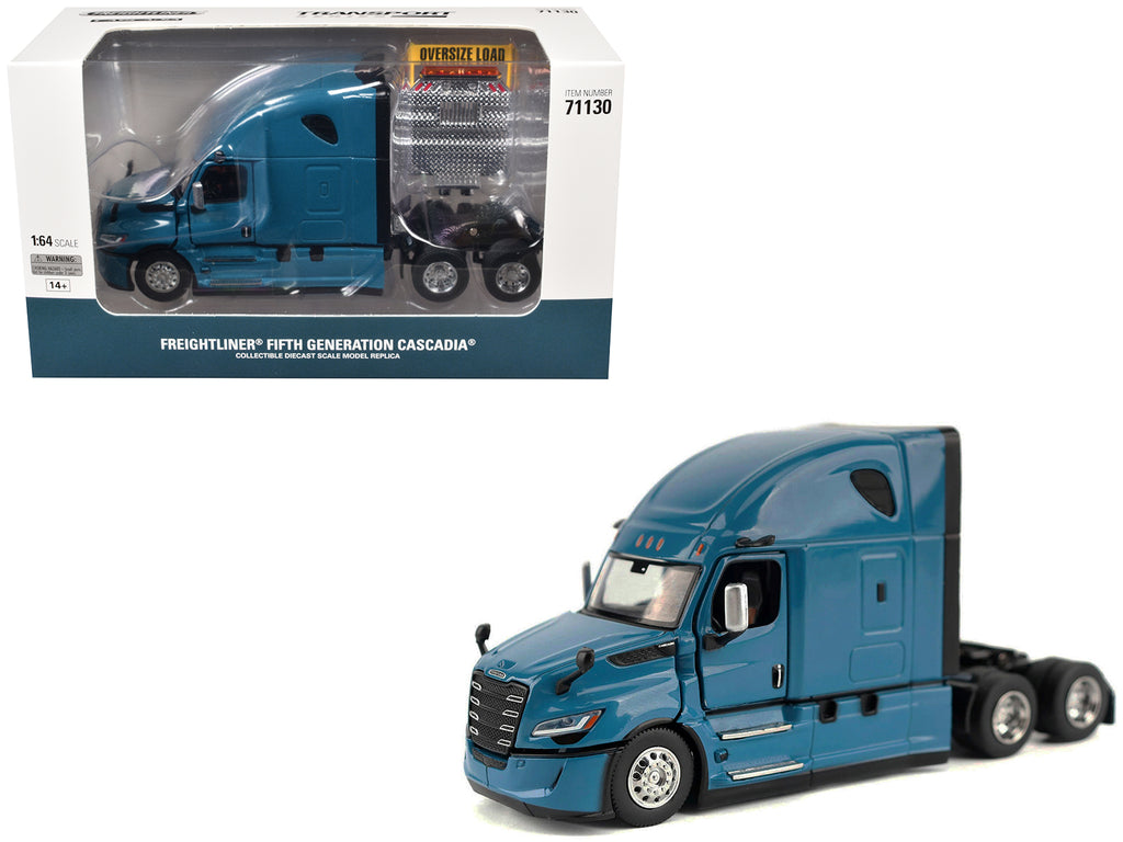2025 Freightliner Cascadia Gen-5 Sleeper Cab Truck Tractor Signature Blue 'Transport Series' 1/64 Diecast Model by Diecast Masters