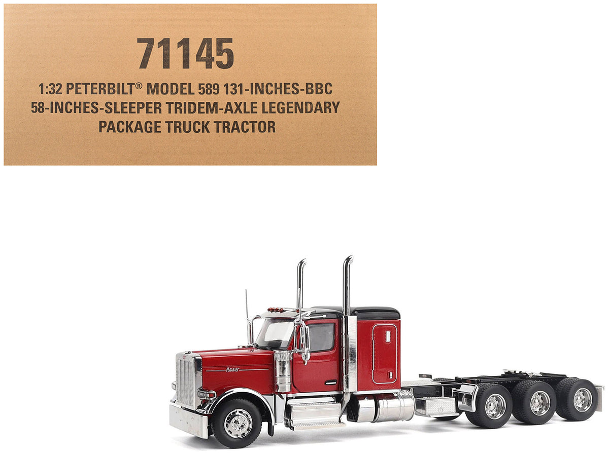 Peterbilt 589 Tridem-Axle Legendary Package Truck Tractor with 58' Sleeper Legendary Red 'Transport Series' 1/32 Diecast Model by Diecast Masters