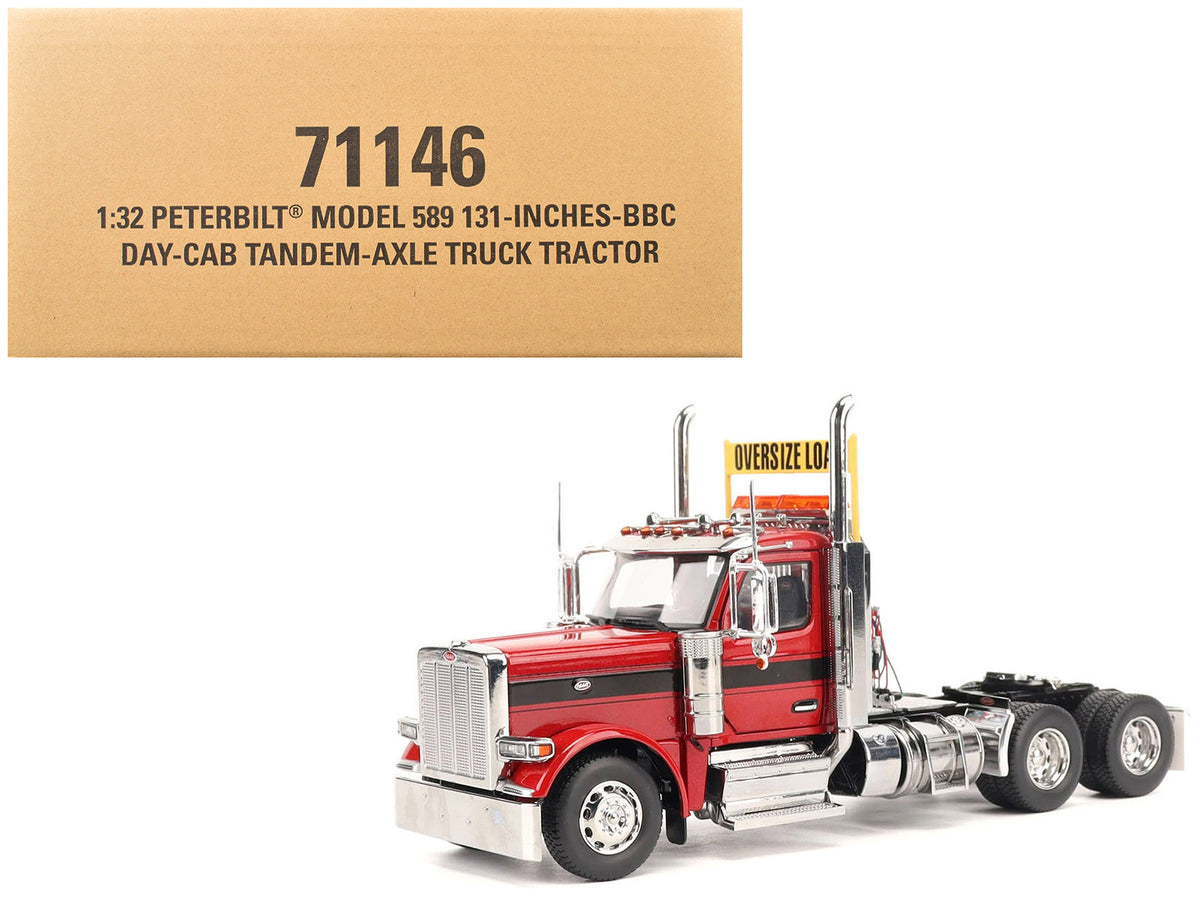 Peterbilt 589 Tandem-Axle Truck Tractor with Day Cab Legendary Red 'Transport Series' 1/32 Diecast Model by Diecast Masters