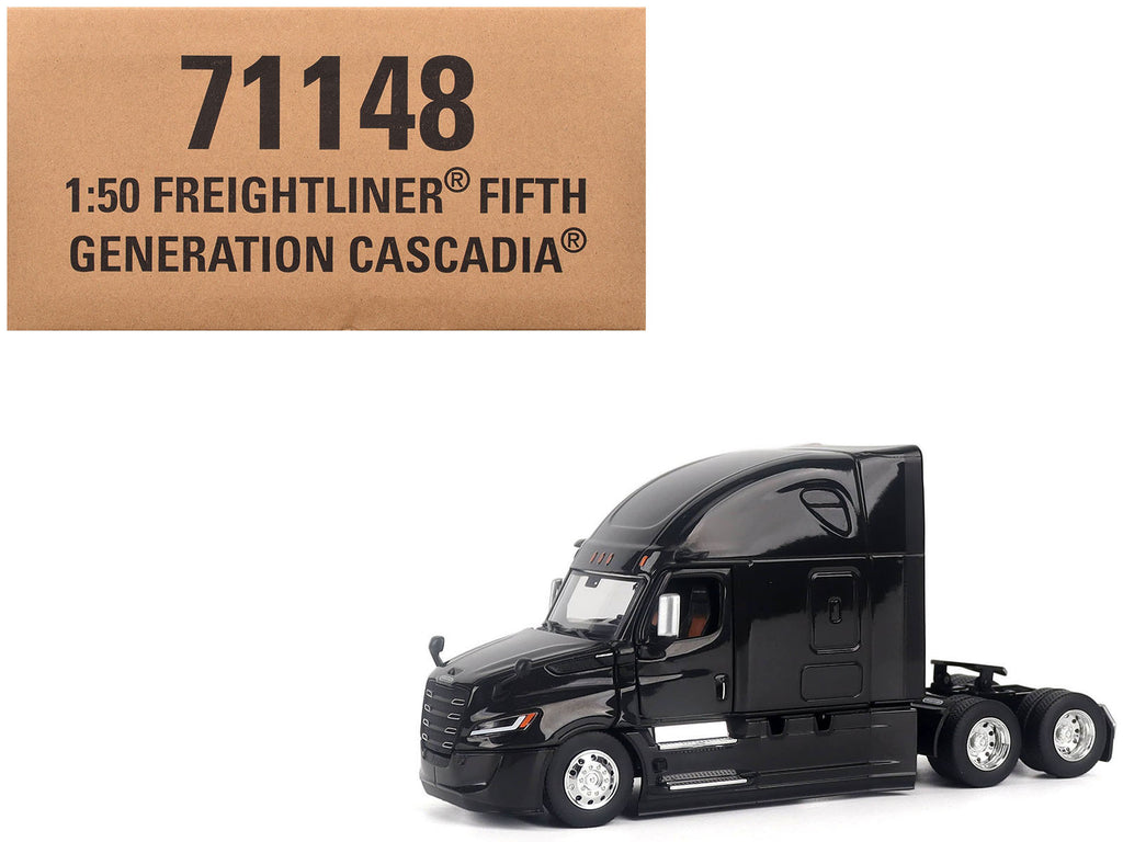 2025 Freightliner Cascadia Gen-5 Sleeper Cab Truck Tractor Night-Shift Black 'Transport Series' 1/50 Diecast Model by Diecast Masters