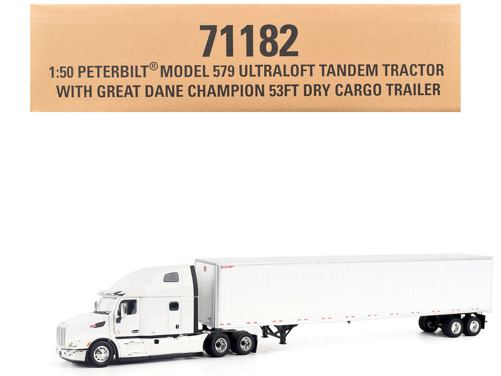 Peterbilt 579 Ultraloft Tandem Tractor White with Great Dane Champion 53ft Dry Cargo Trailer 'Transport Series' 1/50 Diecast Model by Diecast Masters