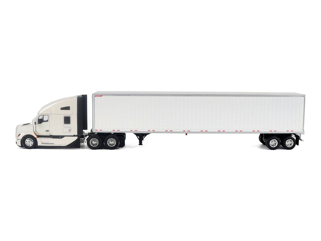 Kenworth T680 Next-Gen 76' High-Roof Sleeper Tandem Tractor White with Great Dane Champion 53ft Dry Cargo Trailer 'Transport Series' 1/50 Diecast Model by Diecast Masters