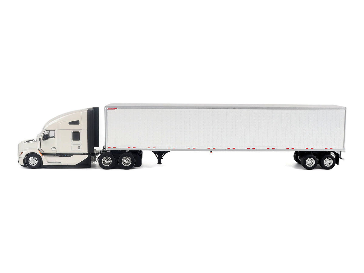 Kenworth T680 Next-Gen 76' High-Roof Sleeper Tandem Tractor White with Great Dane Champion 53ft Dry Cargo Trailer 'Transport Series' 1/50 Diecast Model by Diecast Masters