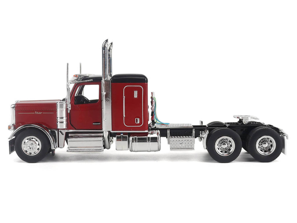 Peterbilt 589 Legendary Package Tandem-Axle Truck Tractor with 58' Sleeper Cab Legendary Red with Black Top 'Transport Series' 1/50 Diecast Model by Diecast Masters