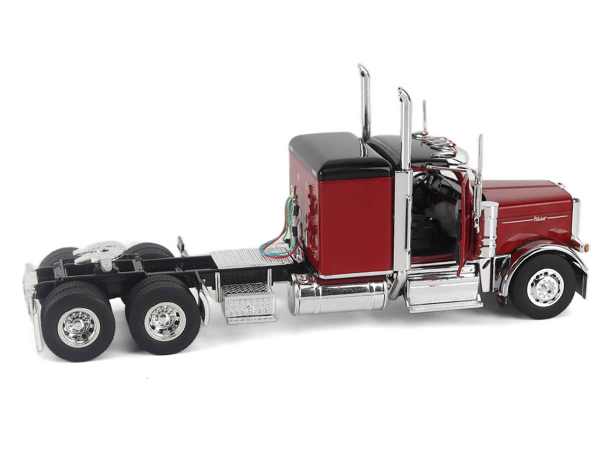 Peterbilt 589 Legendary Package Tandem-Axle Truck Tractor with 58' Sleeper Cab Legendary Red with Black Top 'Transport Series' 1/50 Diecast Model by Diecast Masters