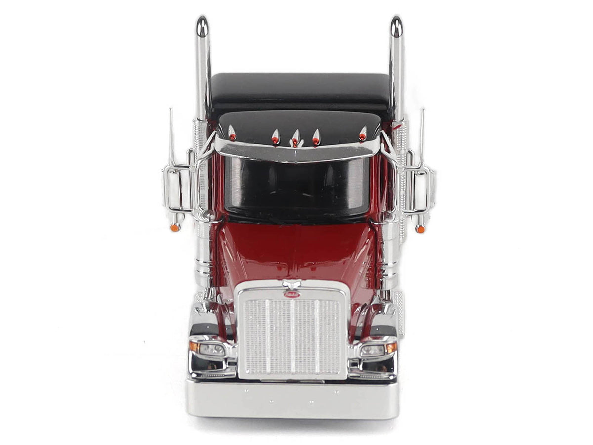 Peterbilt 589 Legendary Package Tandem-Axle Truck Tractor with 58' Sleeper Cab Legendary Red with Black Top 'Transport Series' 1/50 Diecast Model by Diecast Masters