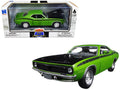 1970 Plymouth Barracuda Green with Black Hood and Stripes 'Muscle Car Collection' 1/25 Diecast Model Car by New Ray