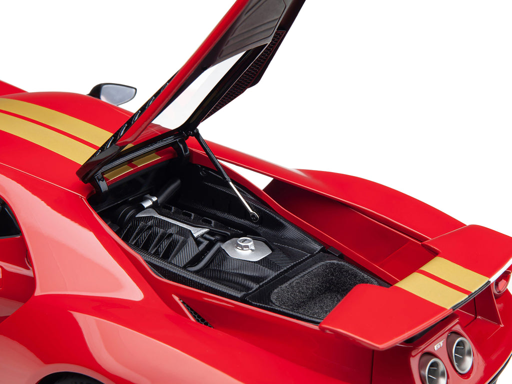 Ford GT Heritage Edition #16 'Alan Mann' Red Metallic with Gold Stripes 1/18 Model Car by Autoart