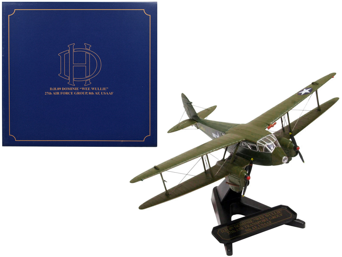 De Havilland D.H.89 Dominie Dragon Rapide Aircraft 'Wee Wullie' '27th Air Force Group 8th AF USAAF' 1/72 Diecast Model Airplane by Oxford Diecast