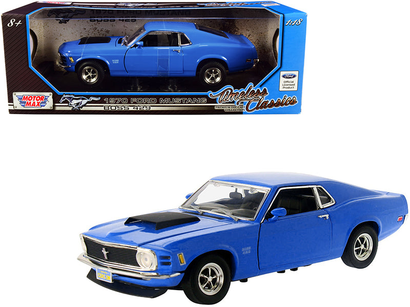 1970 Ford Mustang Boss 429 Dark Blue 'Timeless Classics' Series 1/18 Diecast Model Car by Motormax