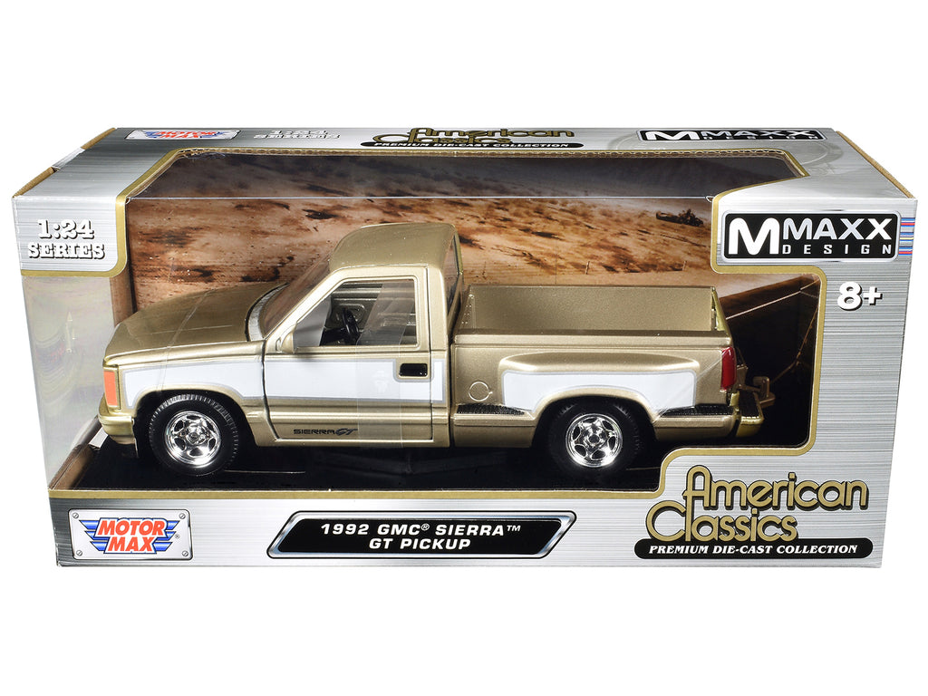 1992 GMC Sierra GT Pickup Truck Gold Metallic with White Sides 'American Classics' Series 1/24 Diecast Model Car by Motormax