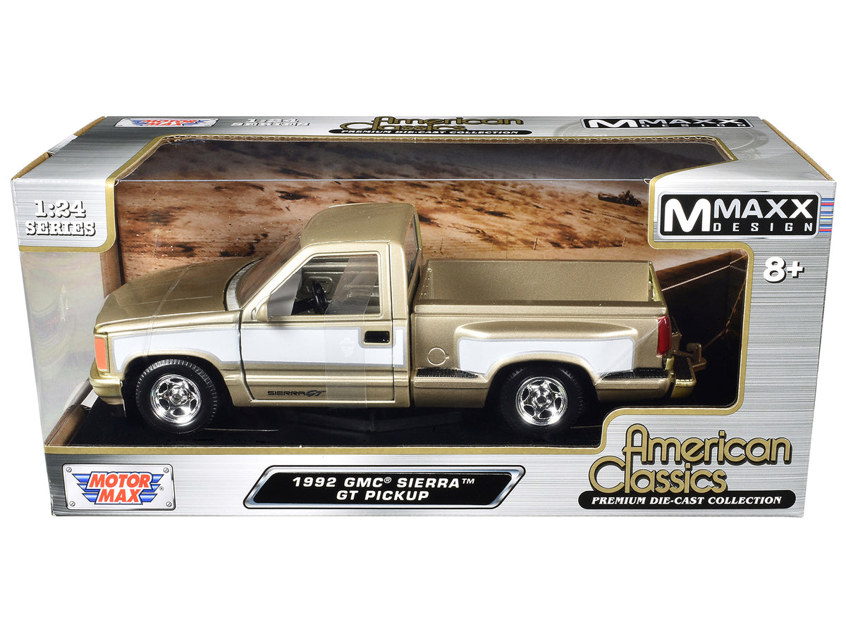 1992 GMC Sierra GT Pickup Truck Gold Metallic with White Sides 'American Classics' Series 1/24 Diecast Model Car by Motormax