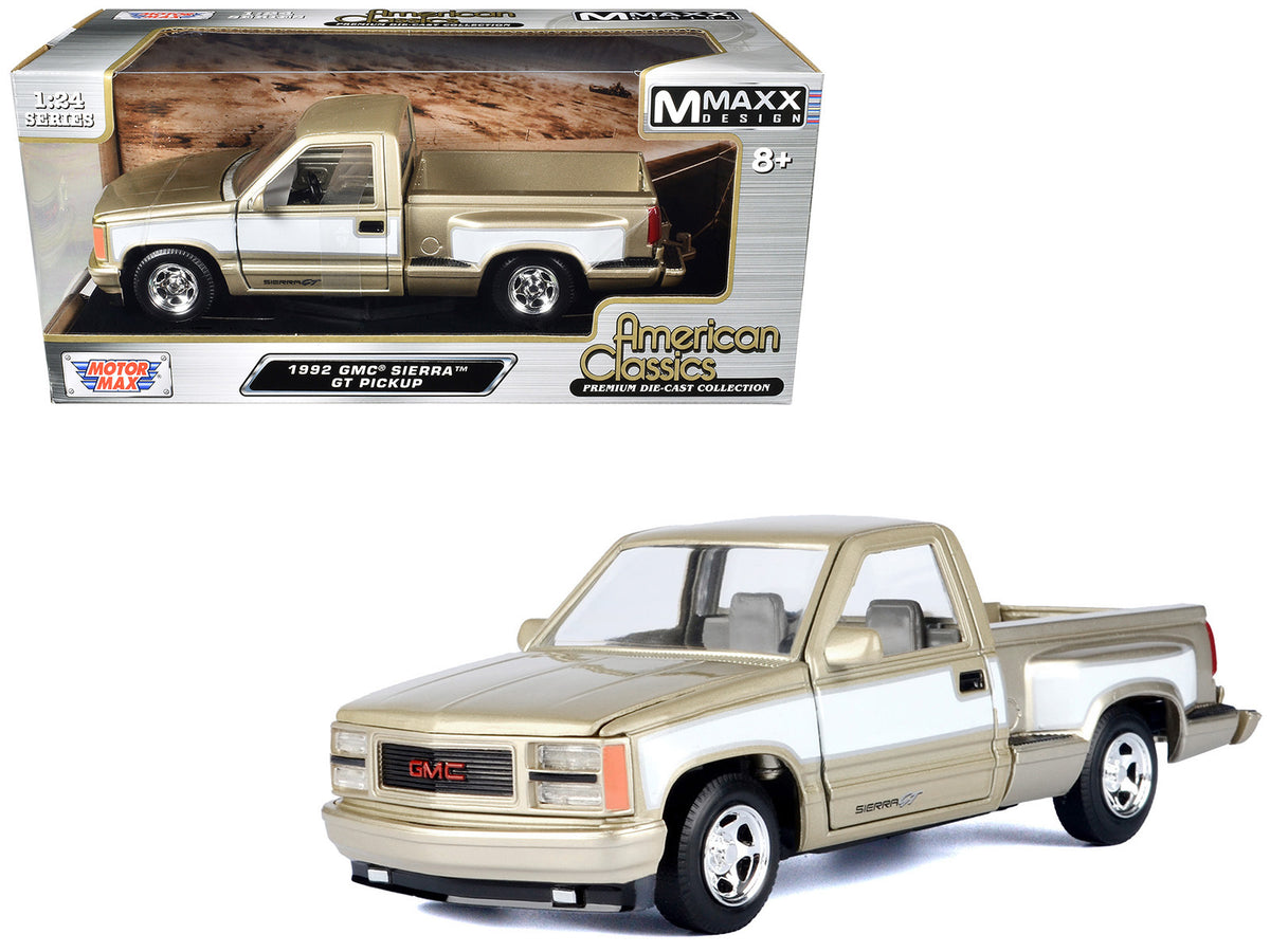 1992 GMC Sierra GT Pickup Truck Gold Metallic with White Sides 'American Classics' Series 1/24 Diecast Model Car by Motormax