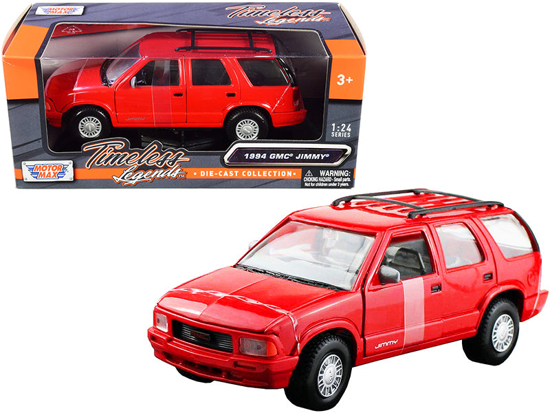 1994 GMC Jimmy with Roof Rack Red 'Timeless Legends' Series 1/24 Diecast Model Car by Motormax