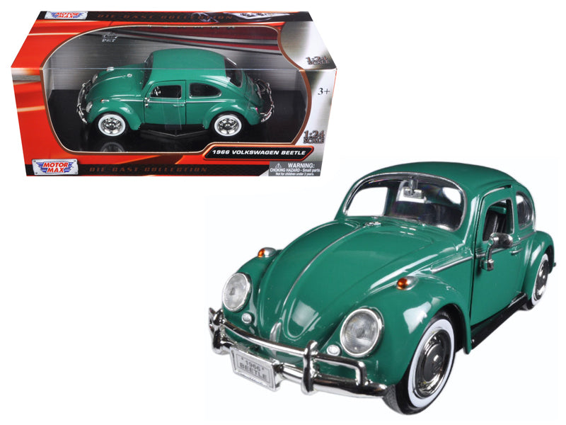 1966 Volkswagen Beetle Green 1/24 Diecast Model Car by Motormax