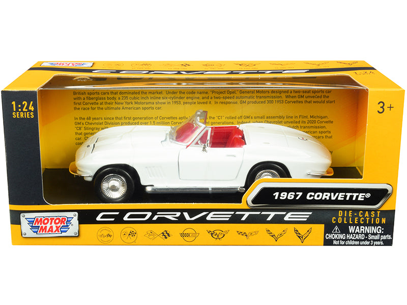 1967 Chevrolet Corvette C2 Convertible White with Red Interior 'History of Corvette' Series 1/24 Diecast Model Car by Motormax
