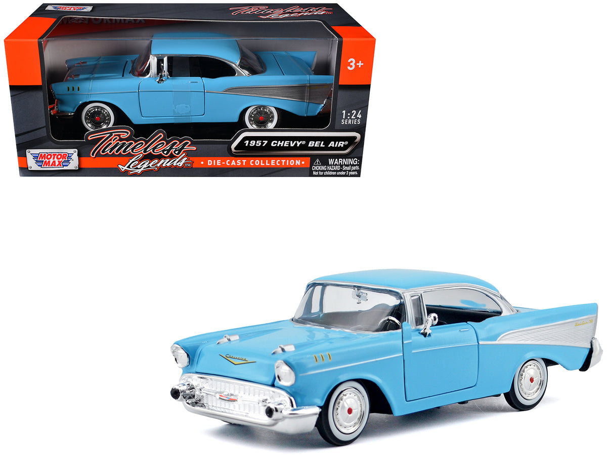 1957 Chevrolet Bel Air Light Blue 'Timeless Legends' Series 1/24 Diecast Model Car by Motormax
