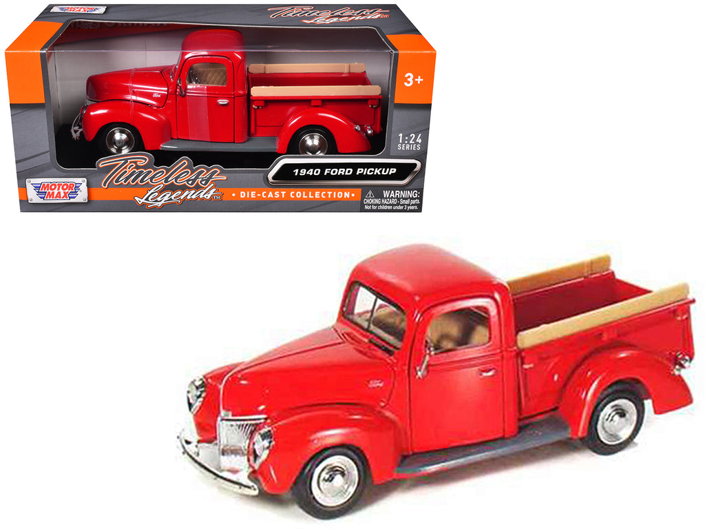 1940 Ford Pickup Truck Red 1/24 Diecast Model Car by Motormax