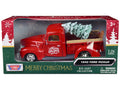 1940 Ford Pickup Truck Red 'Merry Christmas' with Tree Accessory 1/24 Diecast Model Car by Motormax