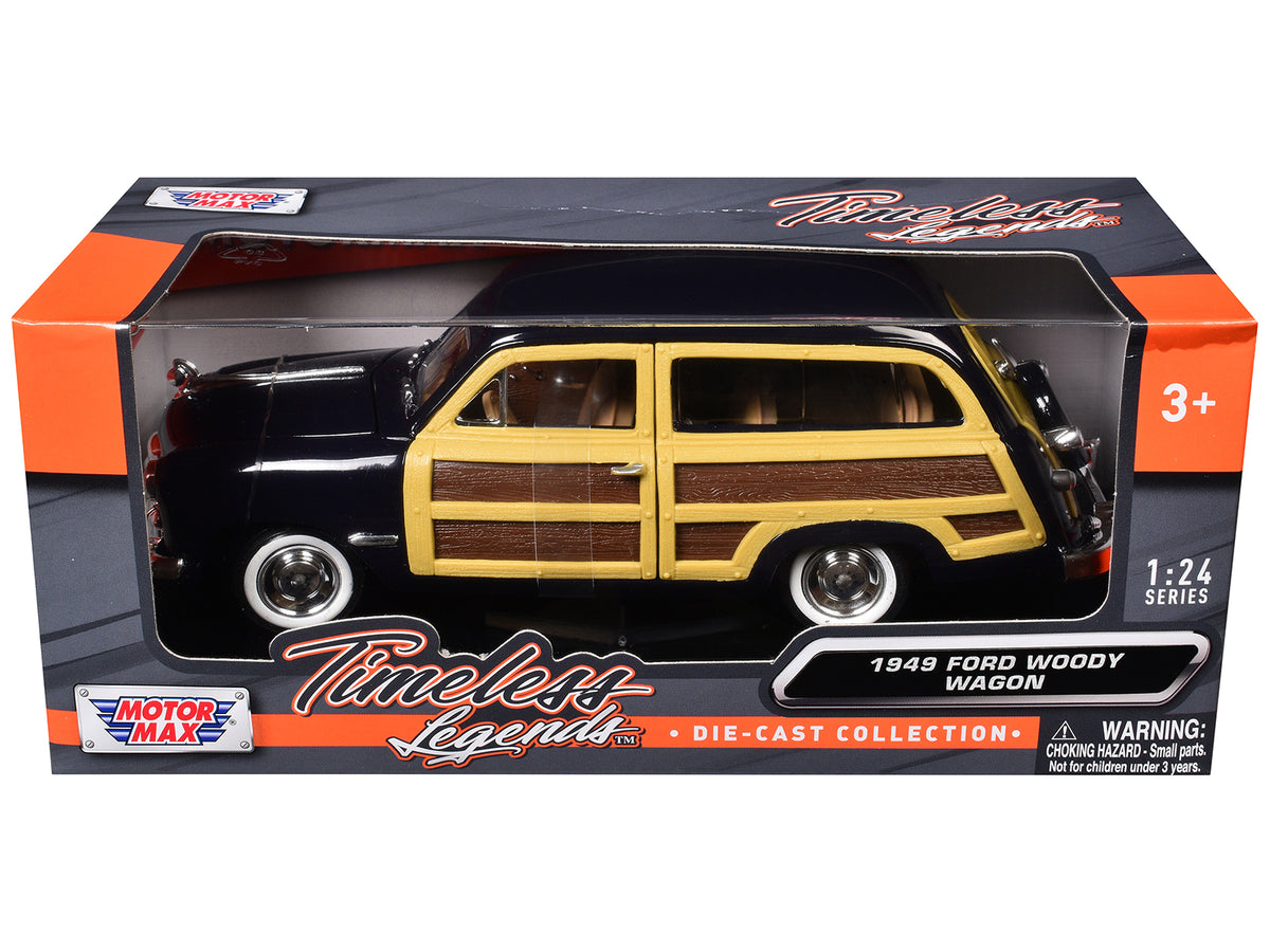 1949 Ford Woody Wagon Dark Blue 1/24 Diecast Model Car by Motormax 