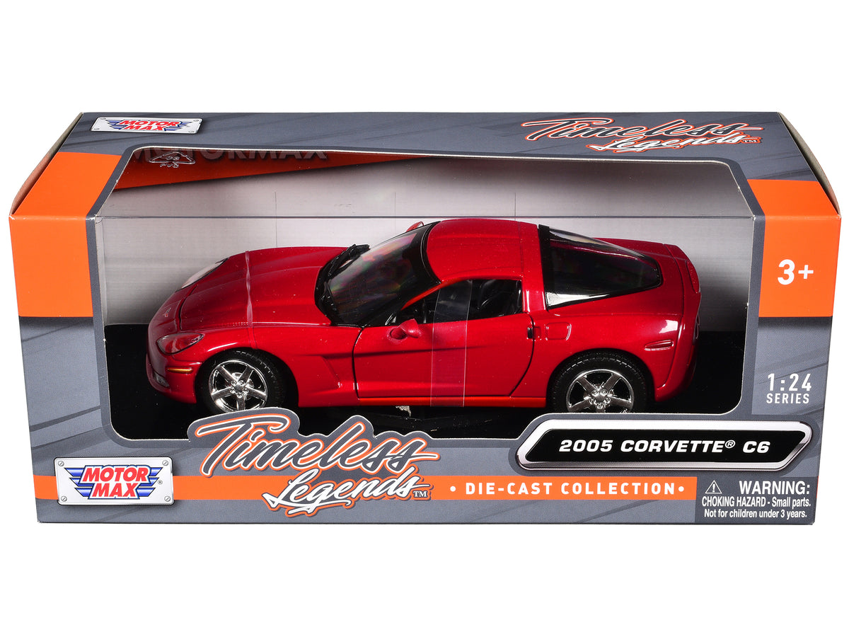 2005 Chevrolet Corvette C6 Coupe Red 1/24 Diecast Model Car by Motormax