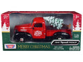 1941 Plymouth Pickup Truck Red and Black 'Merry Christmas' with Tree Accessory 1/24 Diecast Model Car by Motormax