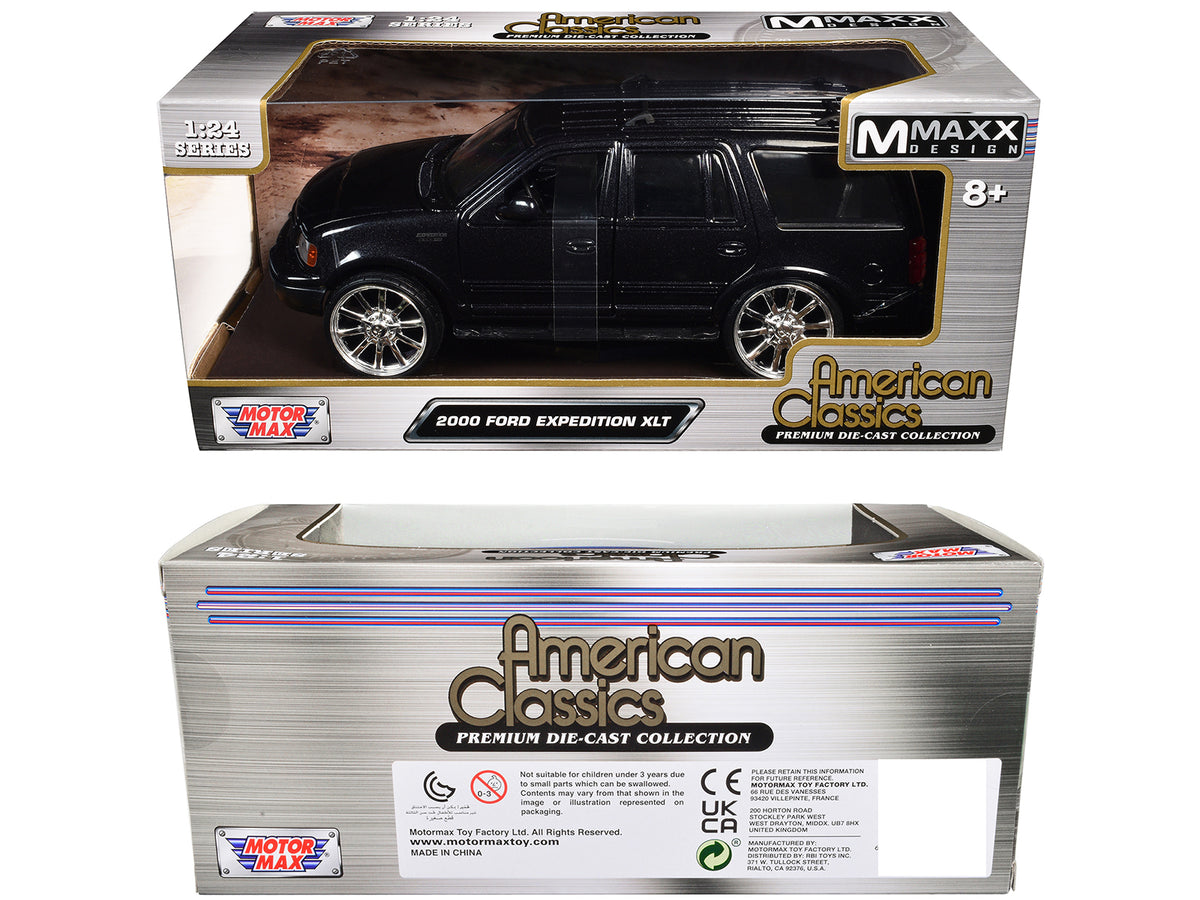 2000 Ford Expedition XLT Black Metallic 'Maxx Design' 'American Classics' Series 1/24 Diecast Model Car by Motormax