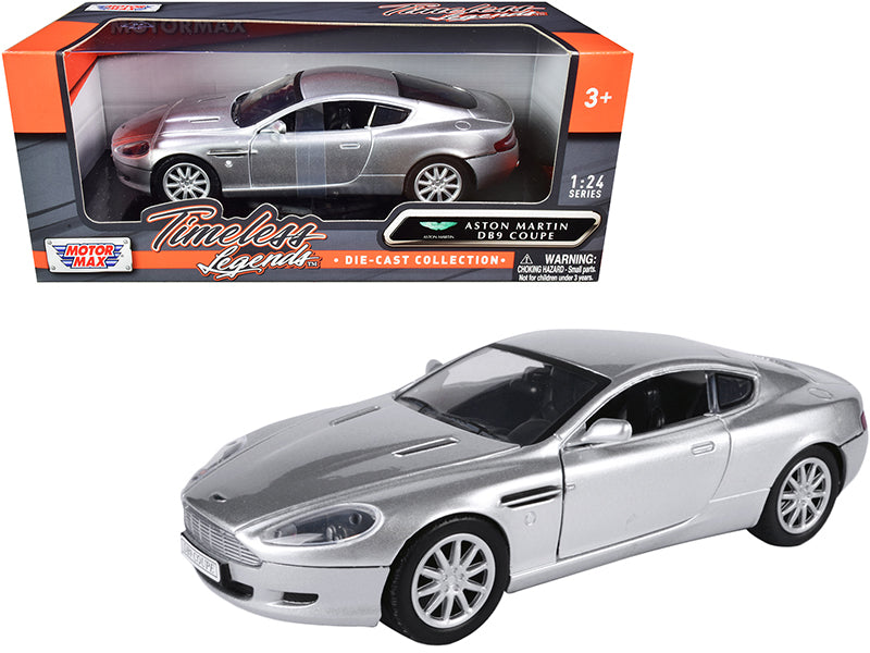 Aston Martin DB9 Coupe Silver Metallic 'Timeless Legends' 1/24 Diecast Model Car by Motormax