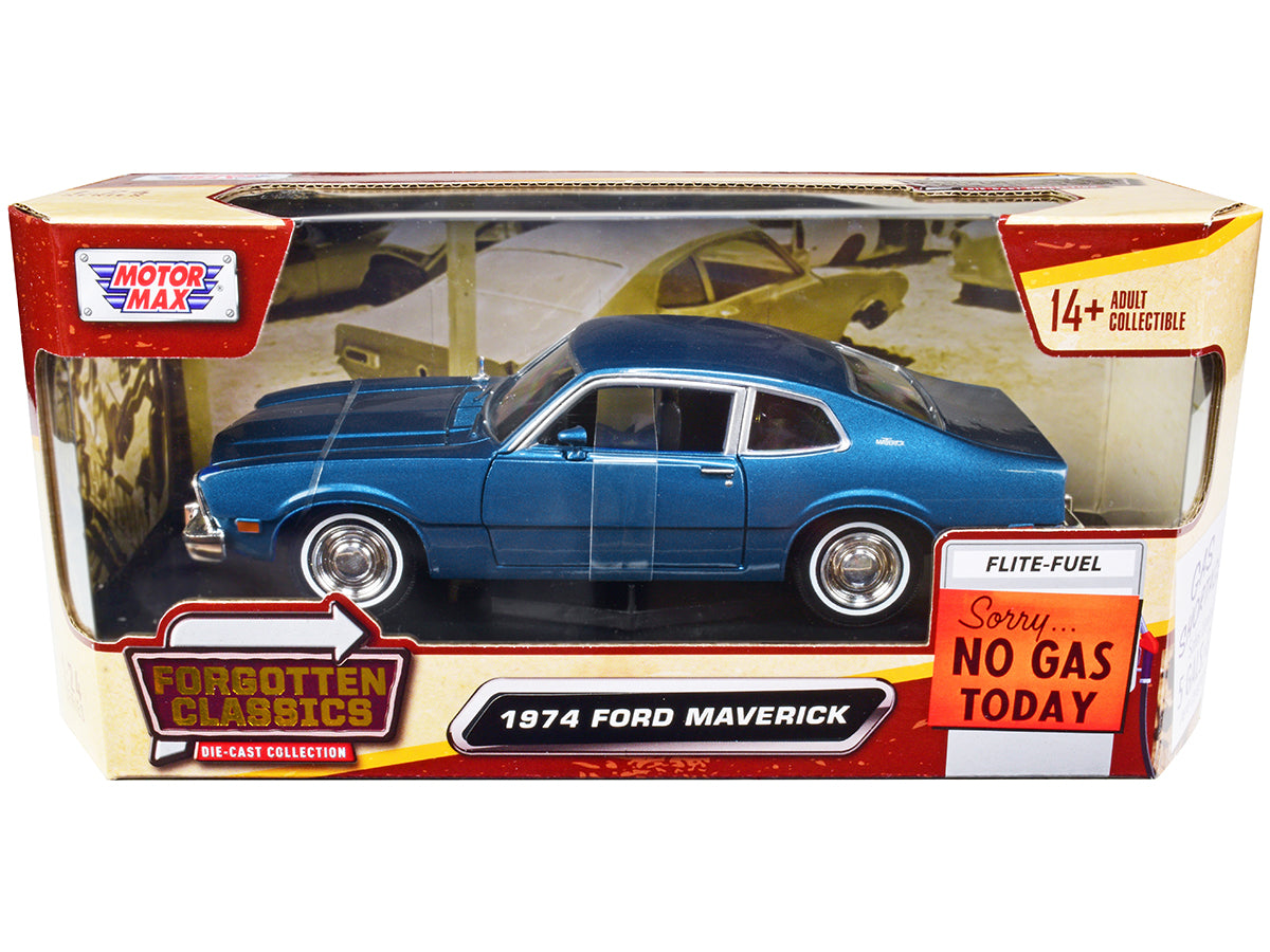1974 Ford Maverick Blue Metallic 'Forgotten Classics' Series 1/24 Diecast Model Car by Motormax
