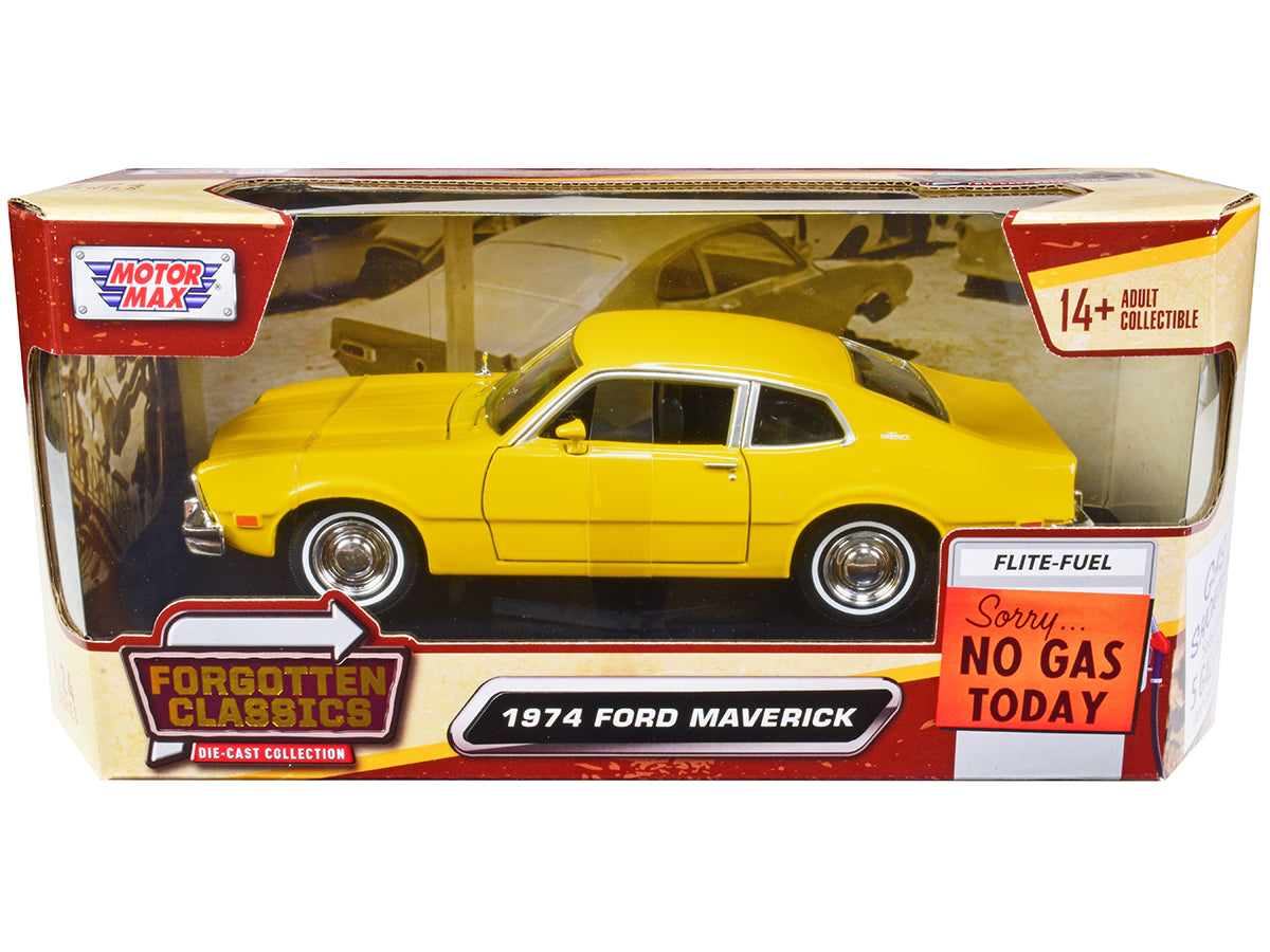 1974 Ford Maverick Yellow 'Forgotten Classics' Series 1/24 Diecast Model Car by Motormax