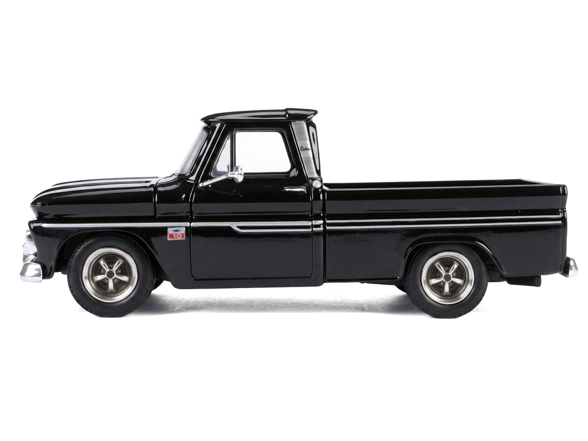 1966 Chevrolet C10 Fleetside Pickup Truck Black 'Maxx Design' 'Timeless Legends' Series 1/24 Diecast Model Car by Motormax